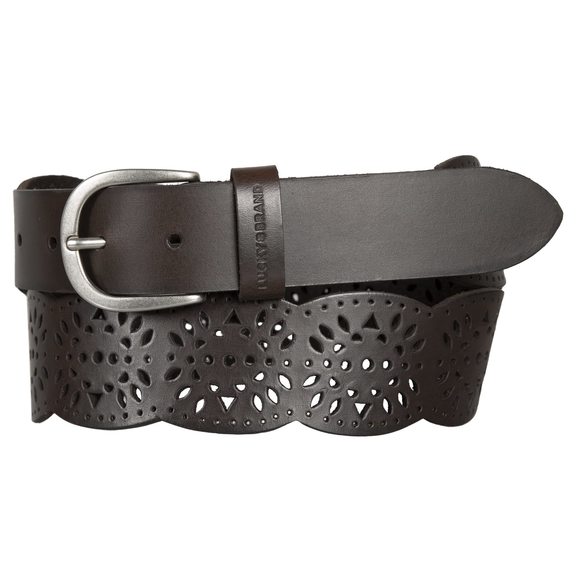 Women Bold Fashion Statement Belts, Perforated Leather-brown, L (31-33